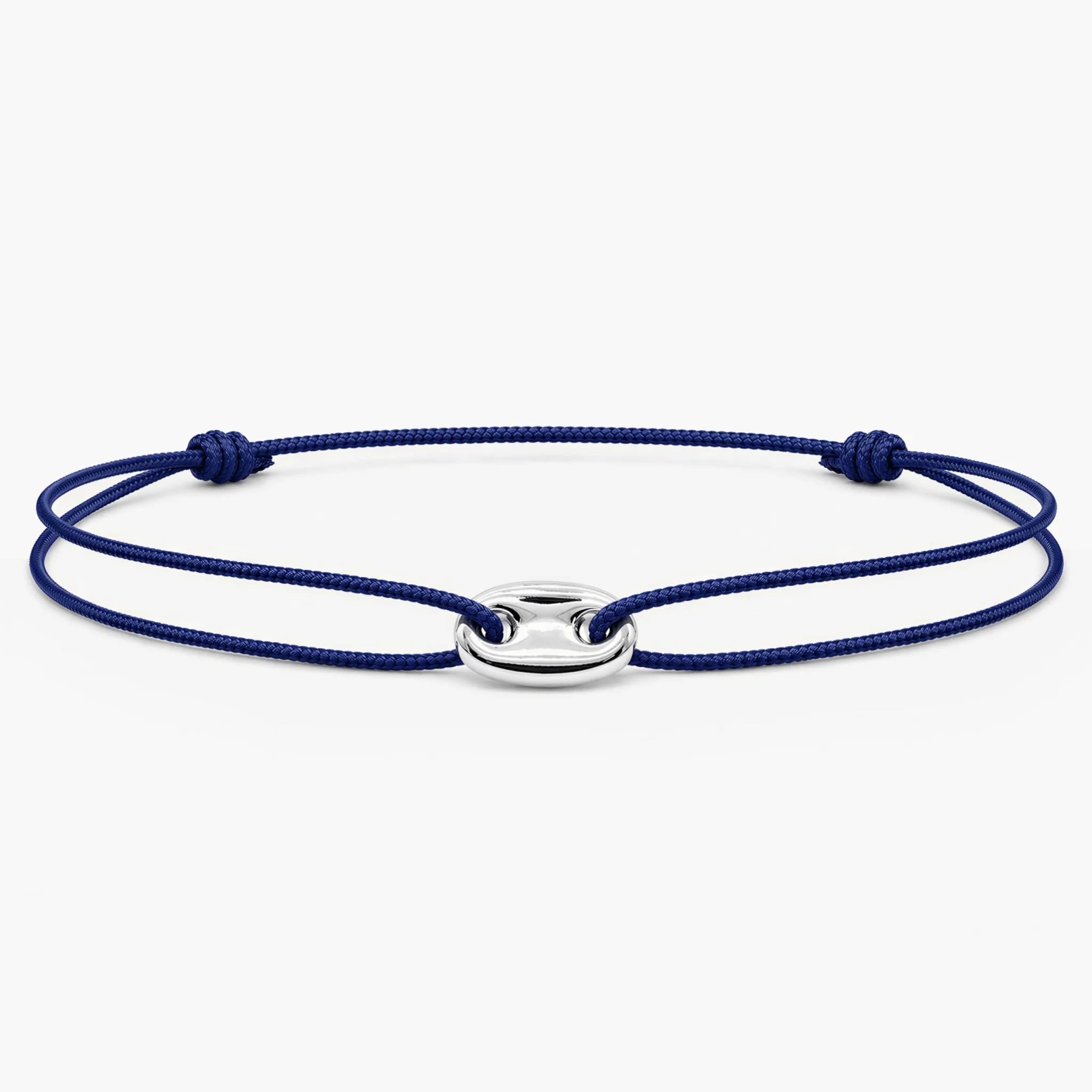 String Bracelet With Mini Silver Charm (Navy Blue)