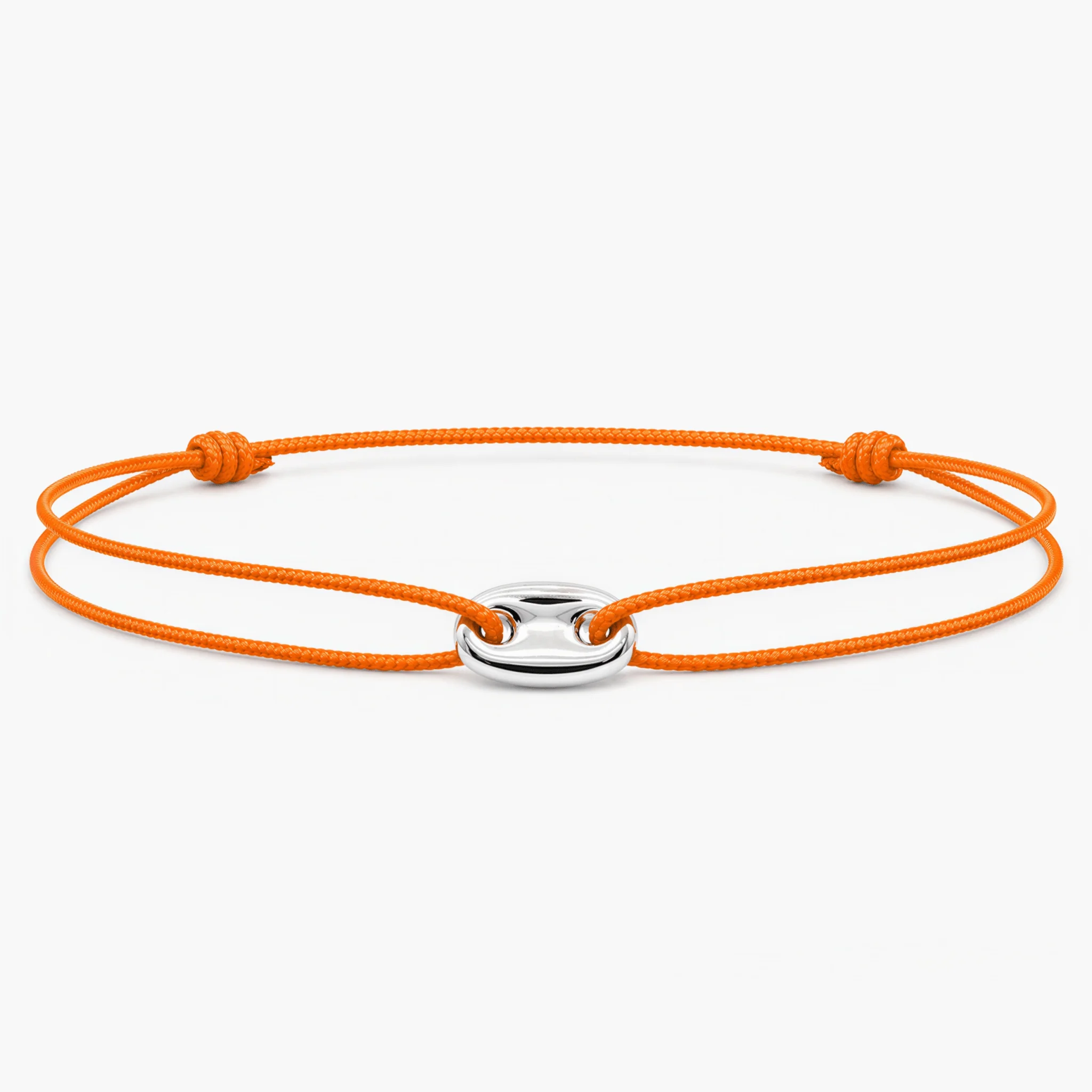 String Bracelet With Mini Silver Charm (Tangerine)
