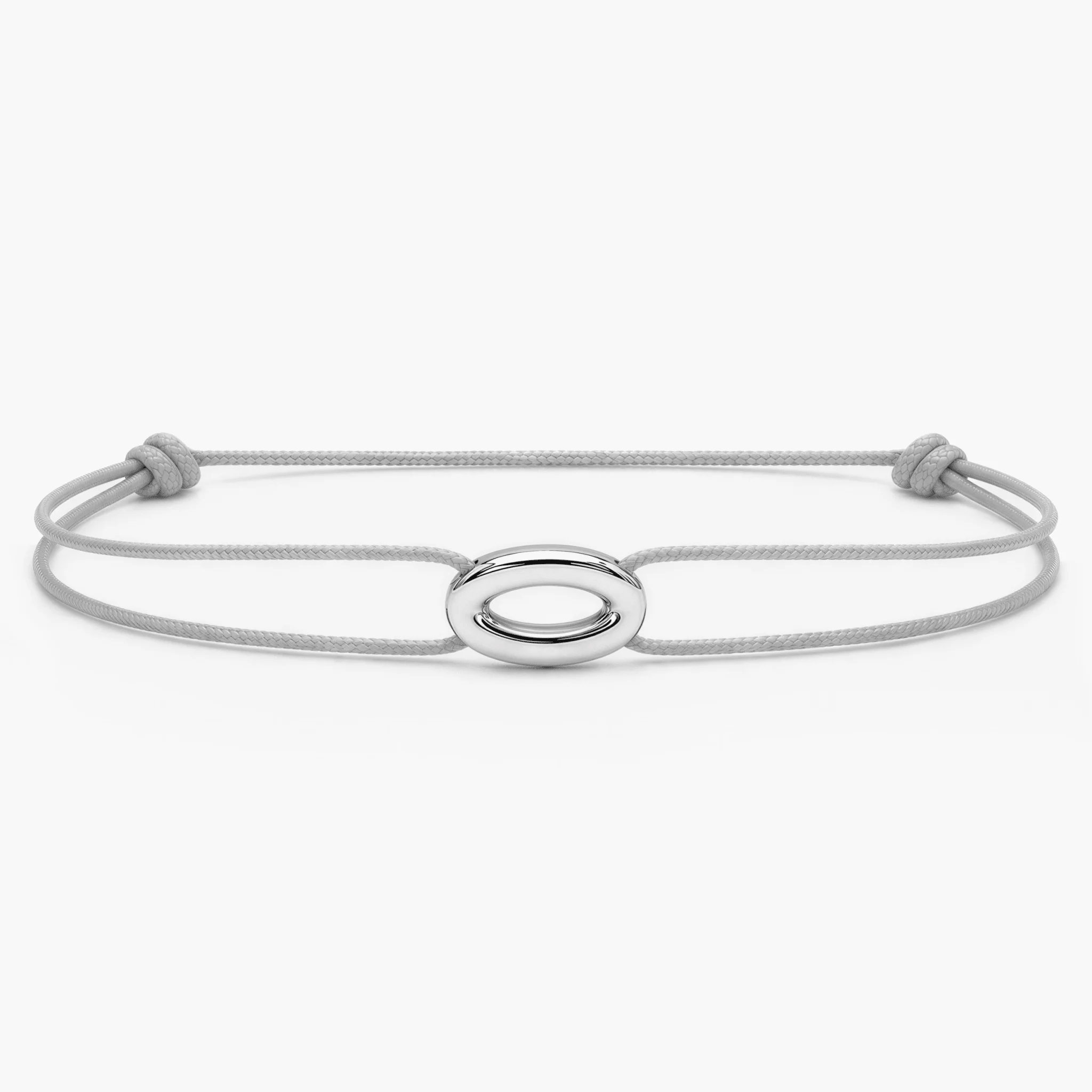 String Bracelet With Silver Hoop (Grey)