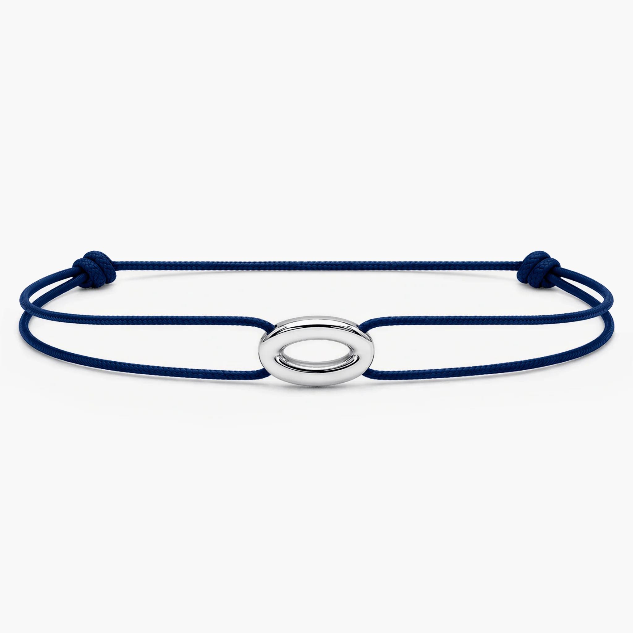 String Bracelet With Silver Hoop (Navy)