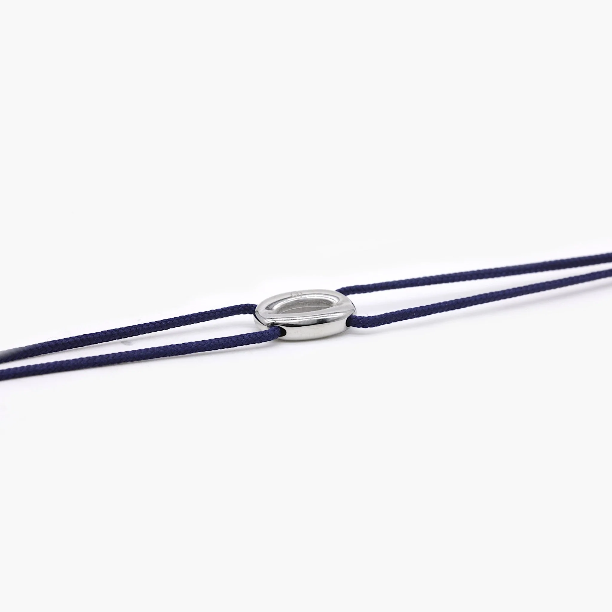 String Bracelet With Silver Hoop (Navy) - Image 2