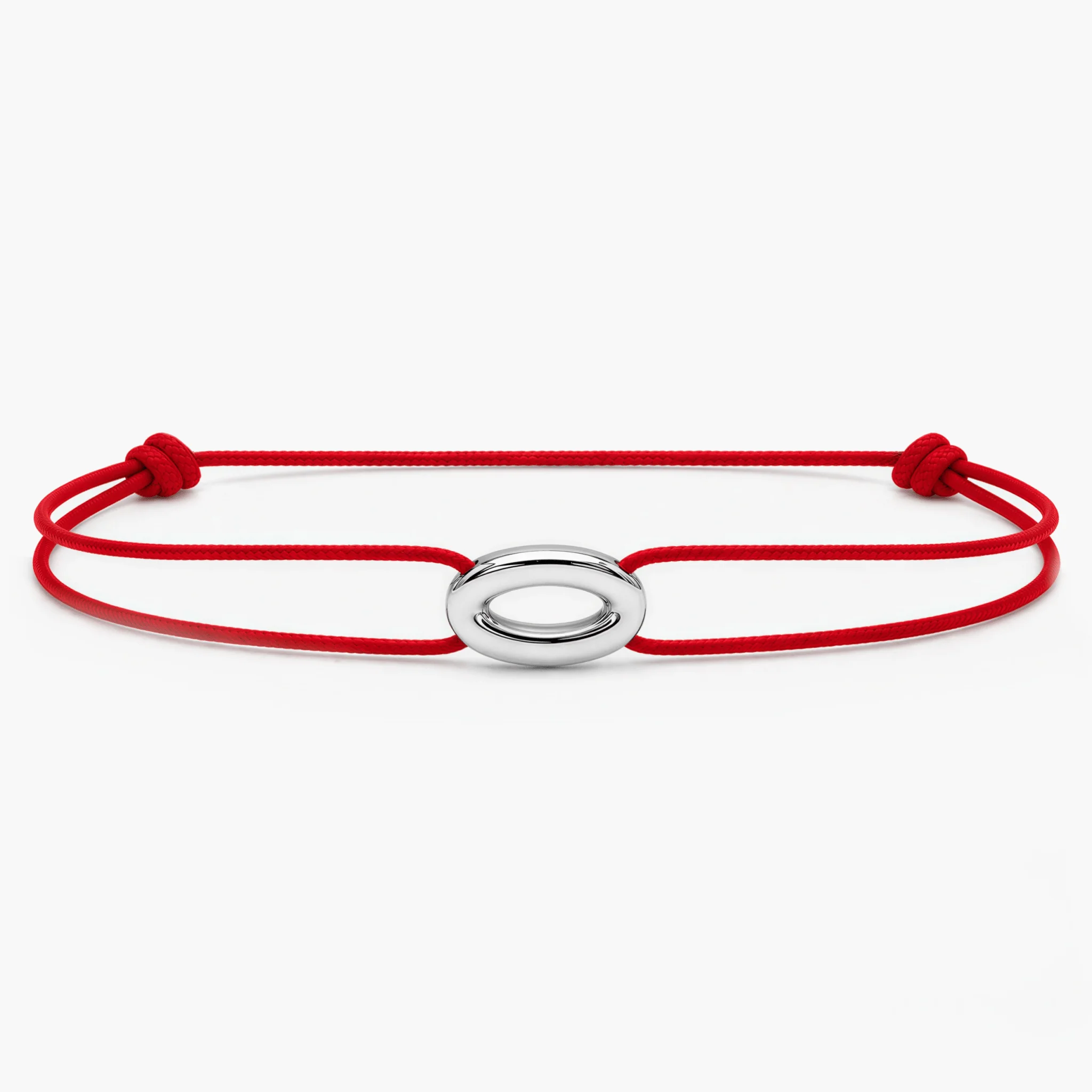 String Bracelet With Silver Hoop (Temple Red)