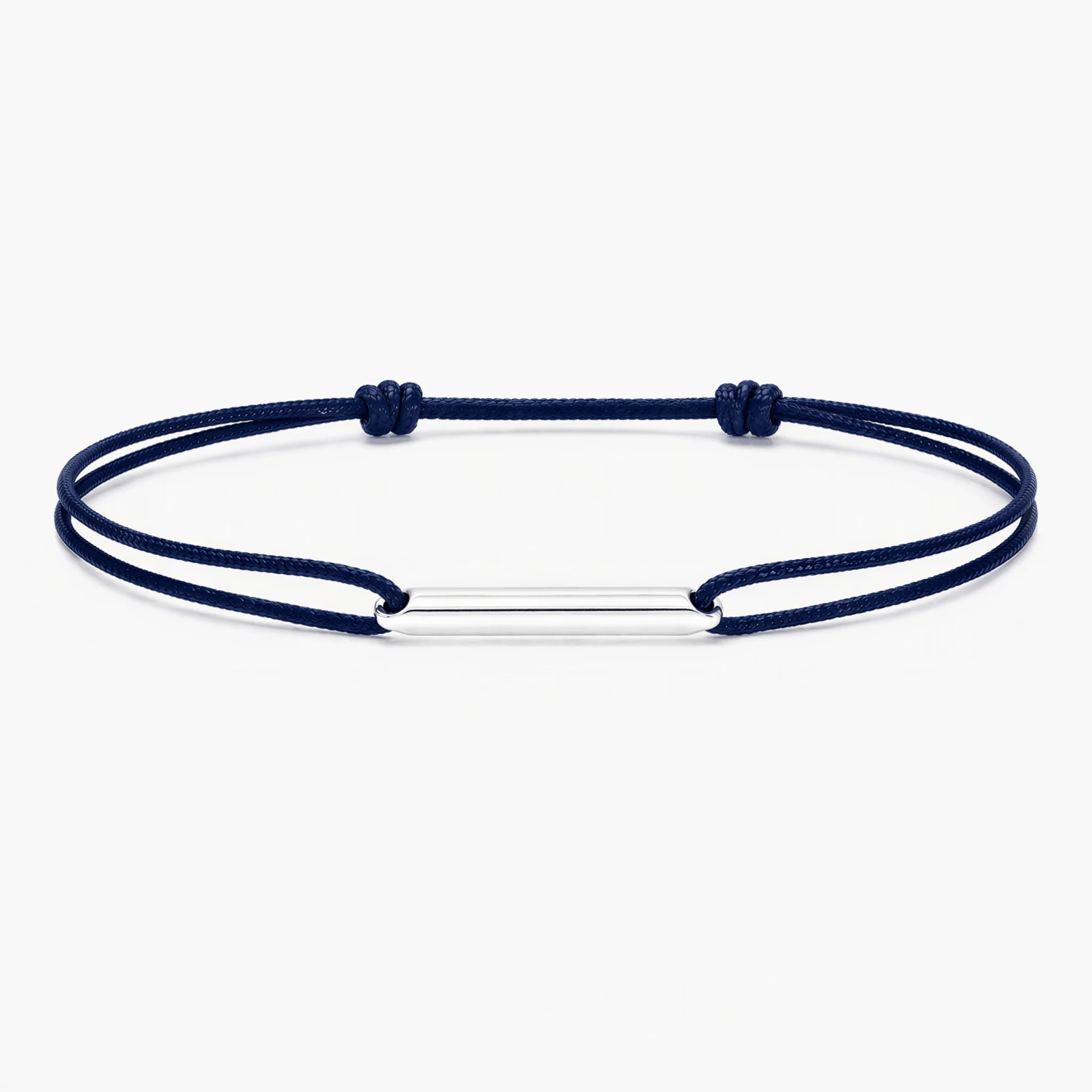 String Bracelet With Sterling Silver Round Tube (Ocean Blue)