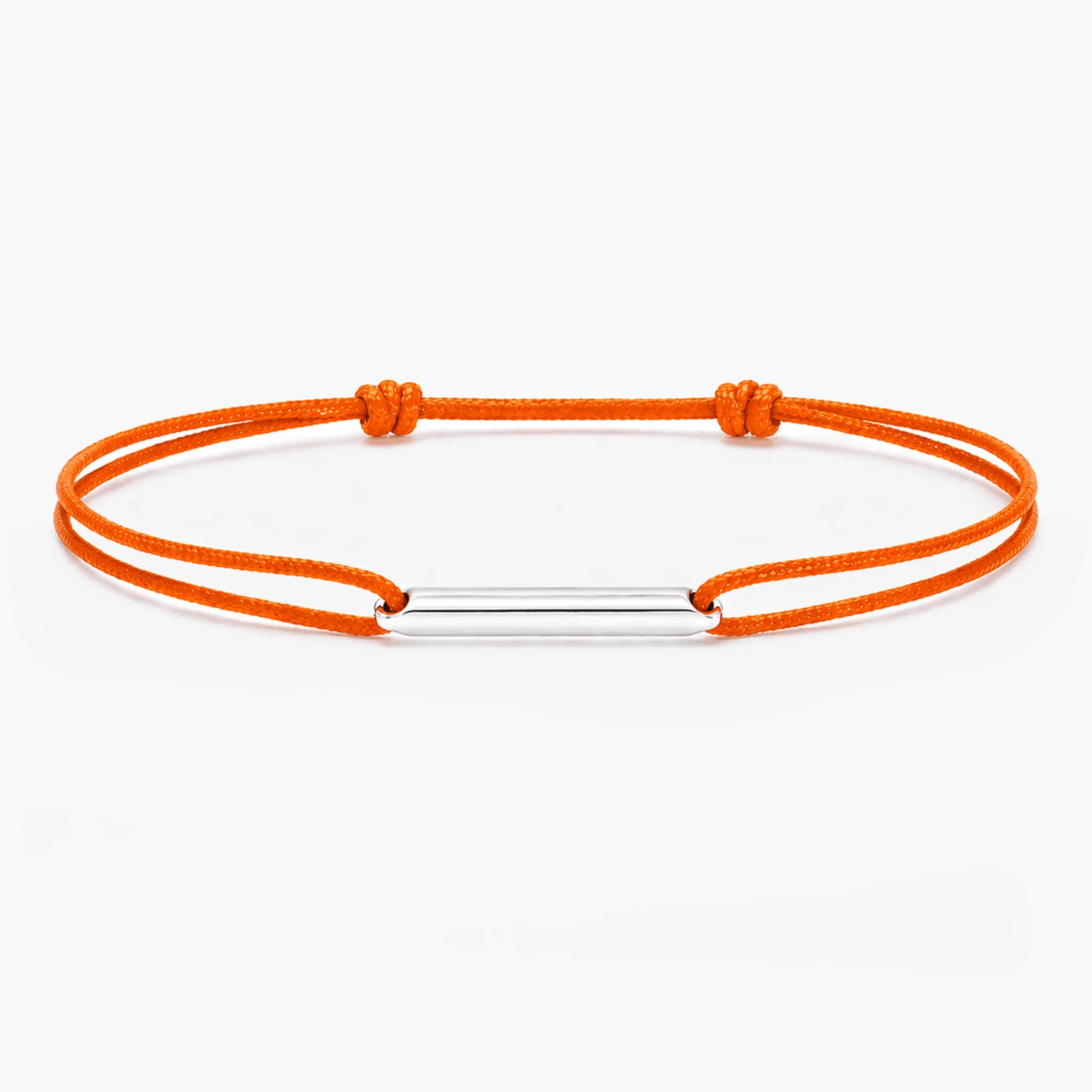 String Bracelet With Sterling Silver Round Tube (Tangerine)