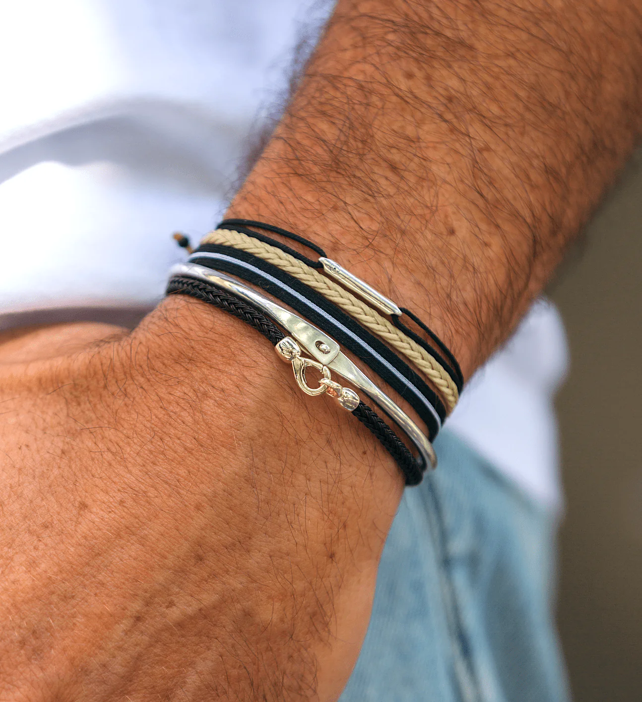String Bracelet With Sterling Silver Round Tube (Tangerine) - Image 2