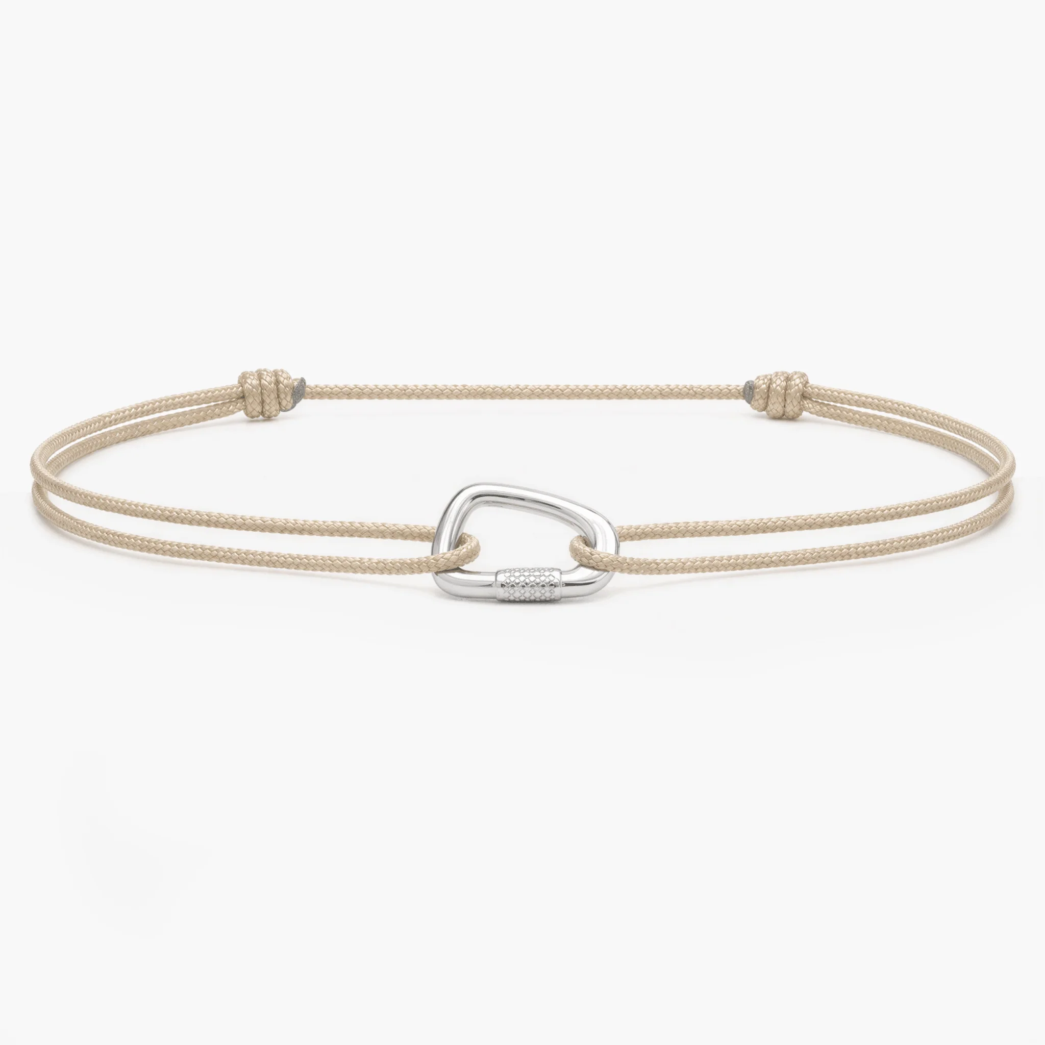 String Bracelet With Sterling Silver Carabiner (Nude)