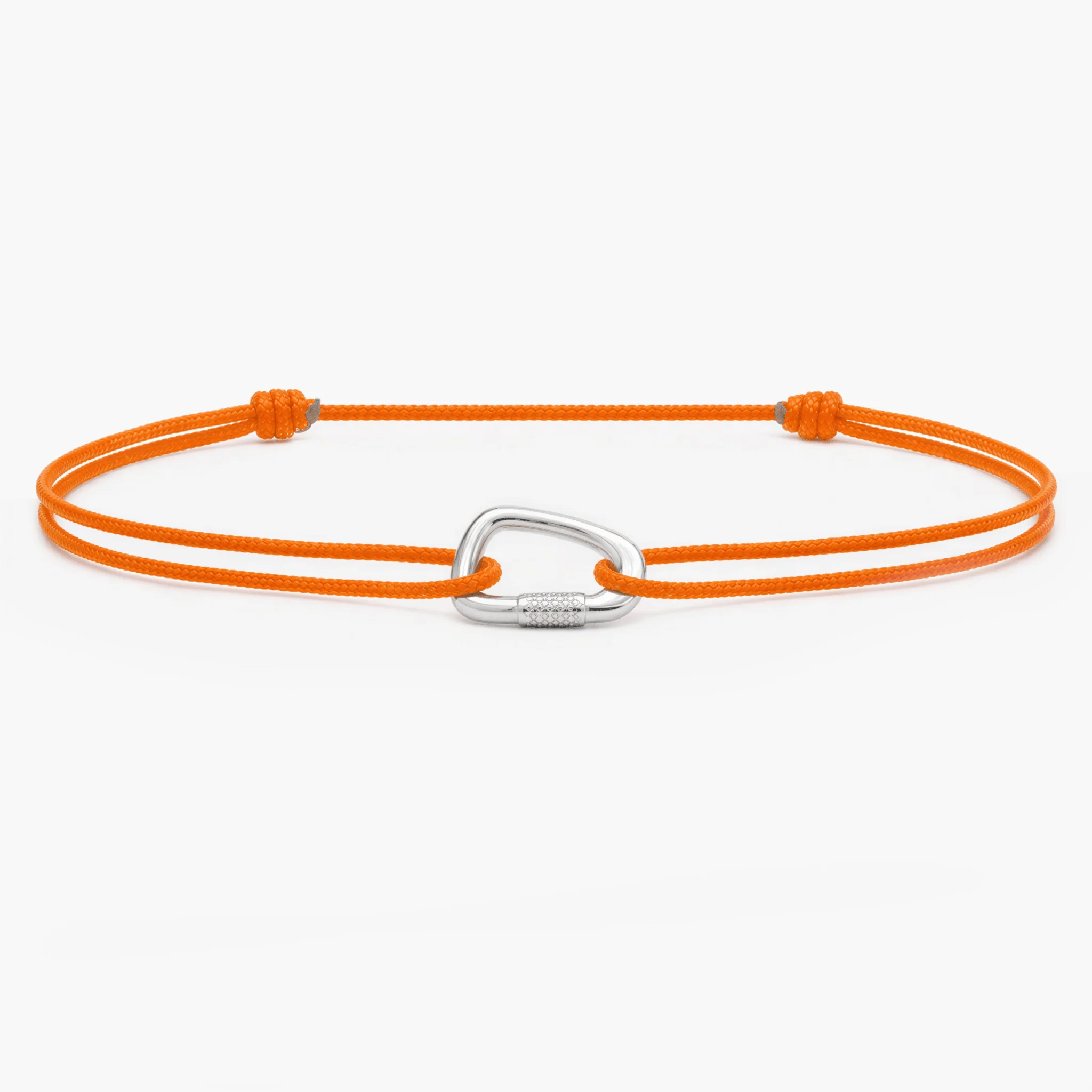 String Bracelet With Sterling Silver Carabiner (Tangerine)