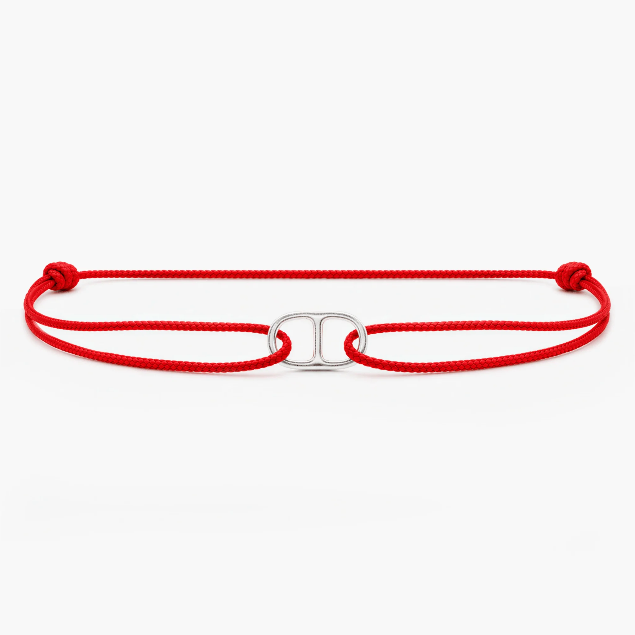 String Bracelet With Sterling Silver Connector (Red)