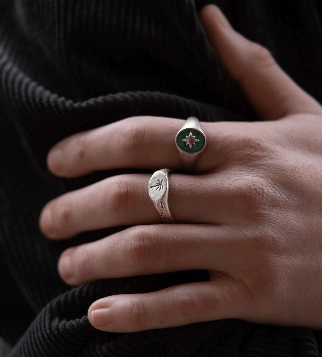 Thin Signet Ring With Engraved Palm Tree - Image 4