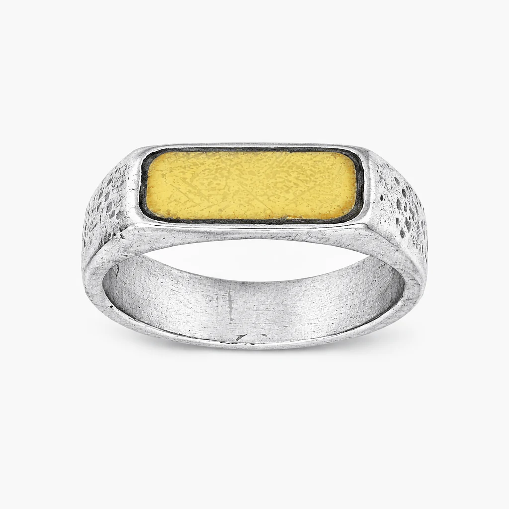 Thin Sterling Silver Ring With Gold Details